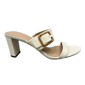 Veronica Beard Galoma Sandal Womens Size 10.5 White Leather Heels Shoes Designer